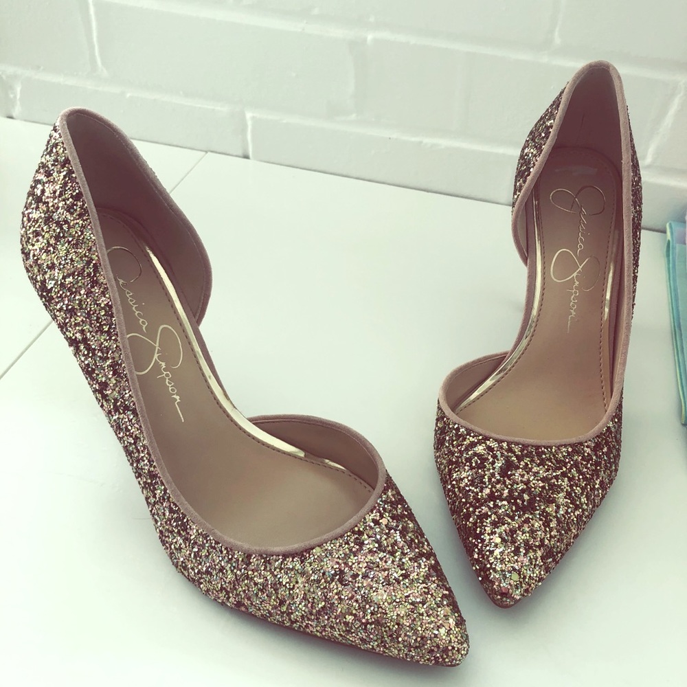 Jessica Simpson glitter pumps